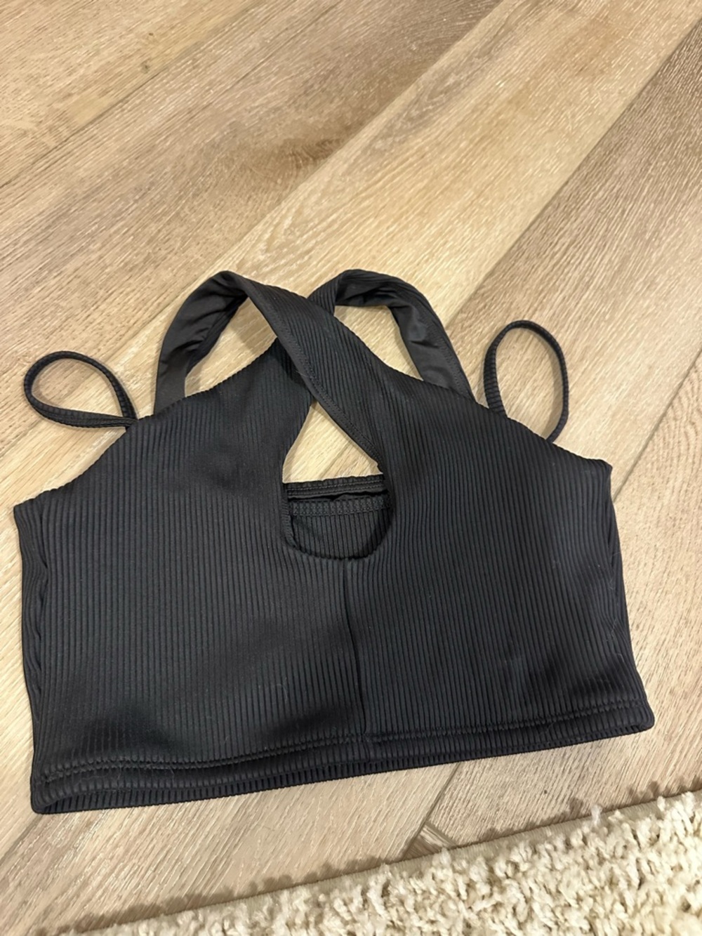 Black Year of Ours Ribbed Cross-Back Sports Bra